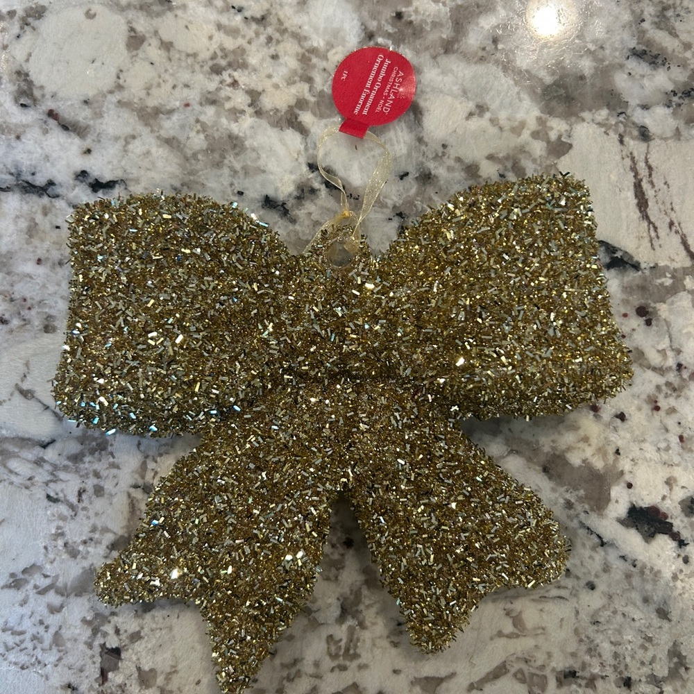 Ashland Gold Glitter Bow Ornament